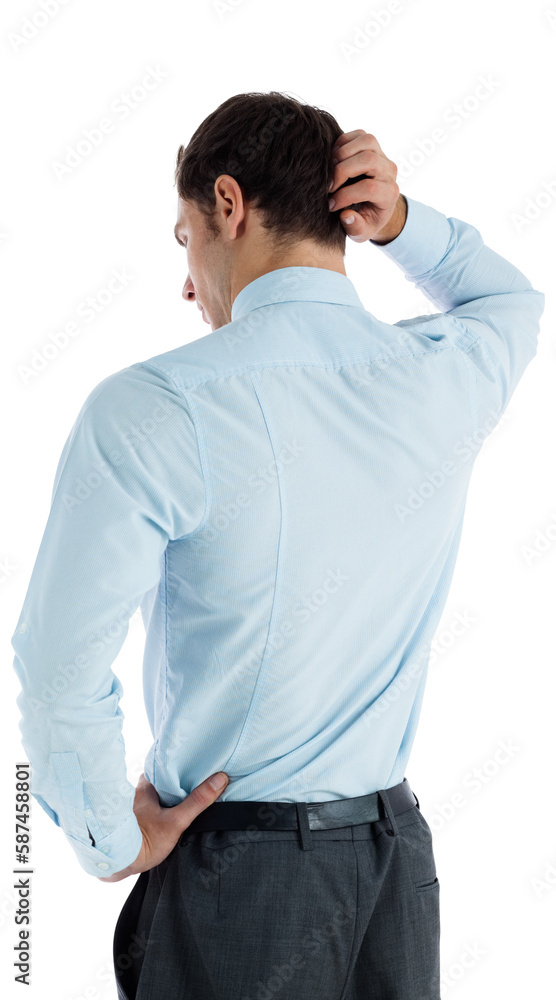 Thinking businessman with hand on head Thinking businessman with hand on head