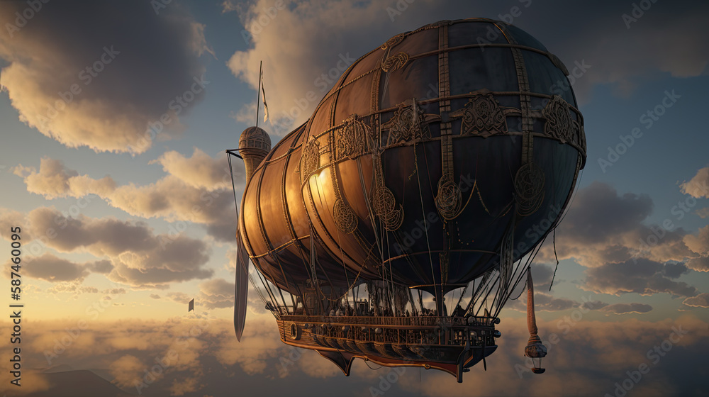 Illustration of a steampunk balloon. Illustration of a steampunk balloon.