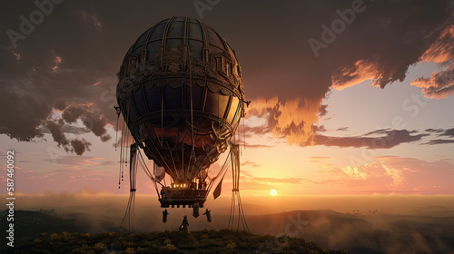Illustration of a steampunk balloon.