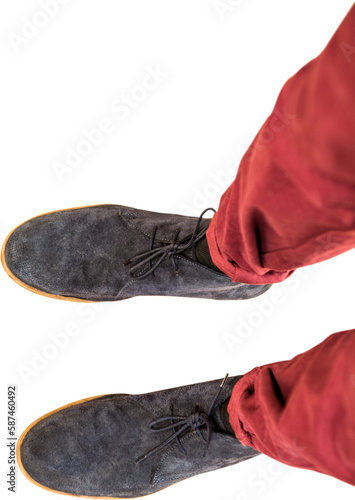Low section of man wearing shoes