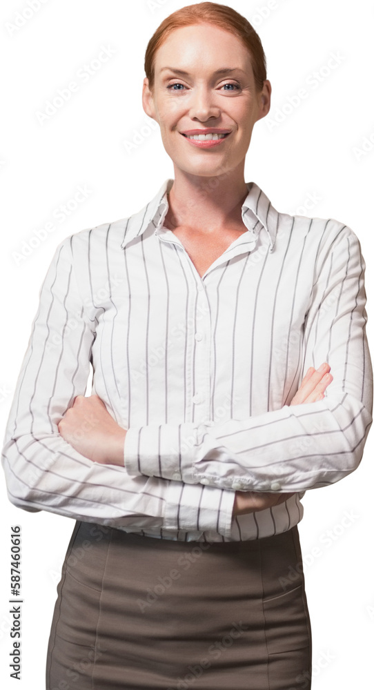 Female manager with arms crossed in warehouse Female manager with arms crossed in warehouse