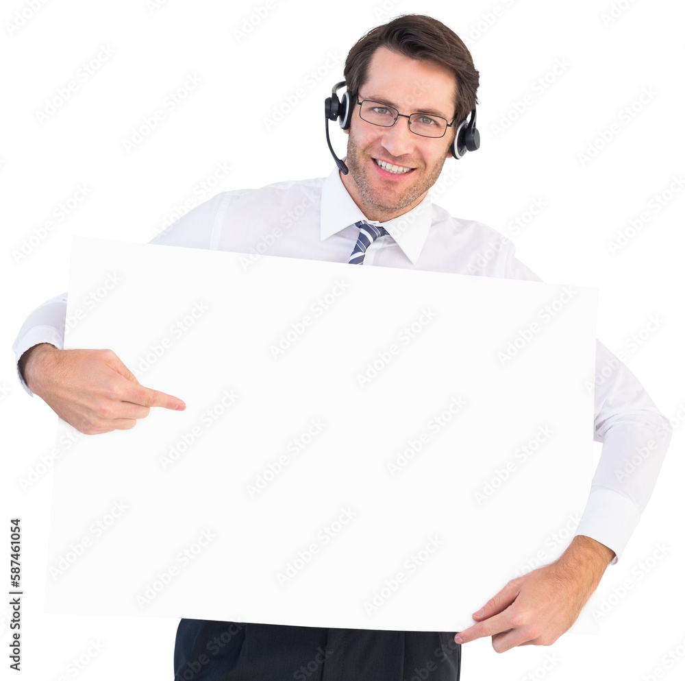 Happy businessman showing card to camera Happy businessman showing card to camera