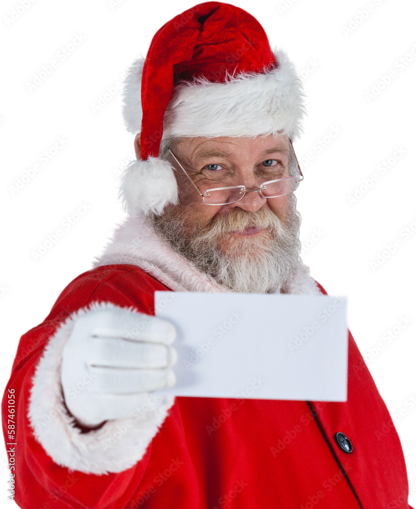Naklejka premium Close-up of Santa Claus holding blank paper