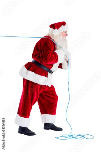 Santa claus pulling rope