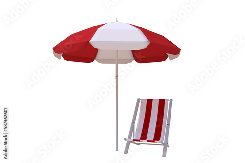 Composite image of folding chair and parasol