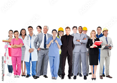 Smiling group of people with different jobs 