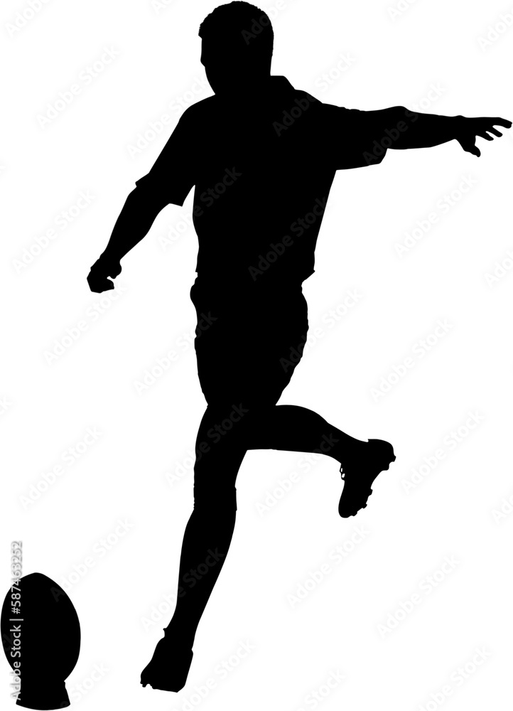 Obraz premium Rugby player kicking ball