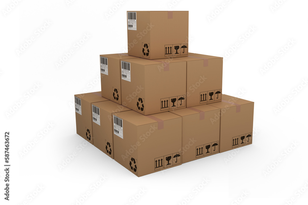 Fototapeta premium Stack of packed cardboard boxes
