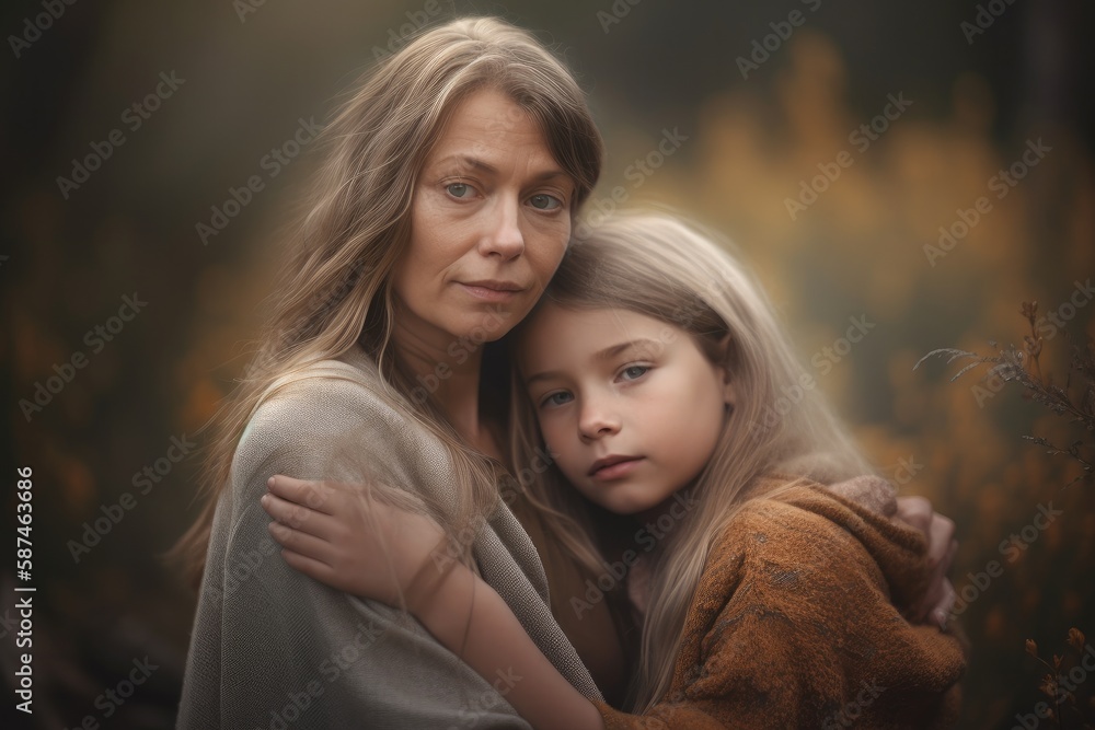 Obraz premium Shot of a happy senior woman spending quality time with her daughter outdoors Generative AI