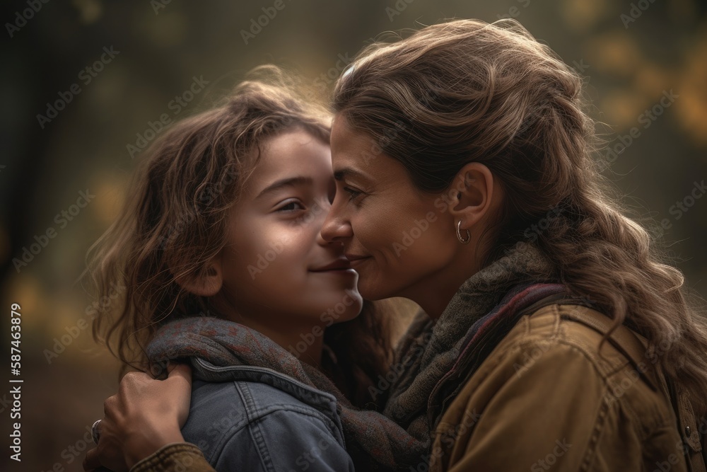 Fototapeta premium Shot of a happy senior woman spending quality time with her daughter outdoors Generative AI