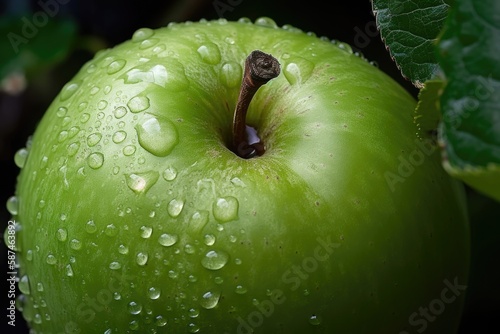 fresh and juicy fruits -wet green delicious apple