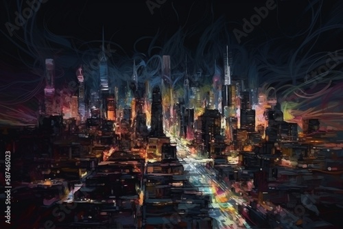 New York abstrakcyjny kolorowy animowany obraz Generative AI
