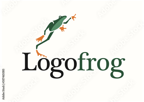 Symbol of a frog jumping, vector logo concept