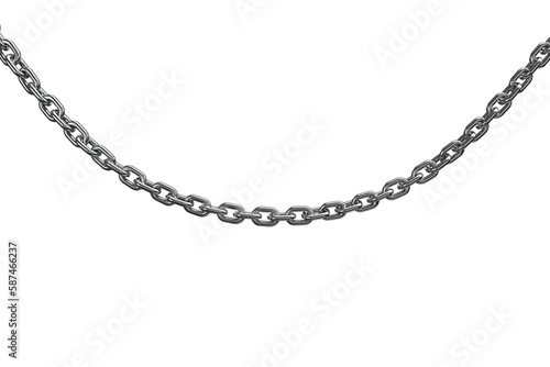 Close up 3d image of silver metal chain 