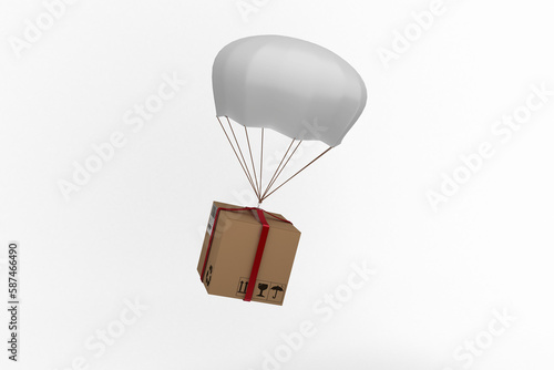 Graphic image of 3D parachute carrying parcel