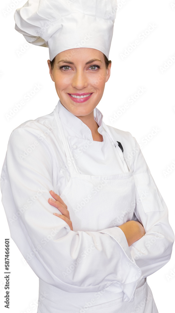 Smiling female cook with arms crossed in kitchen Smiling female cook with arms crossed in kitchen