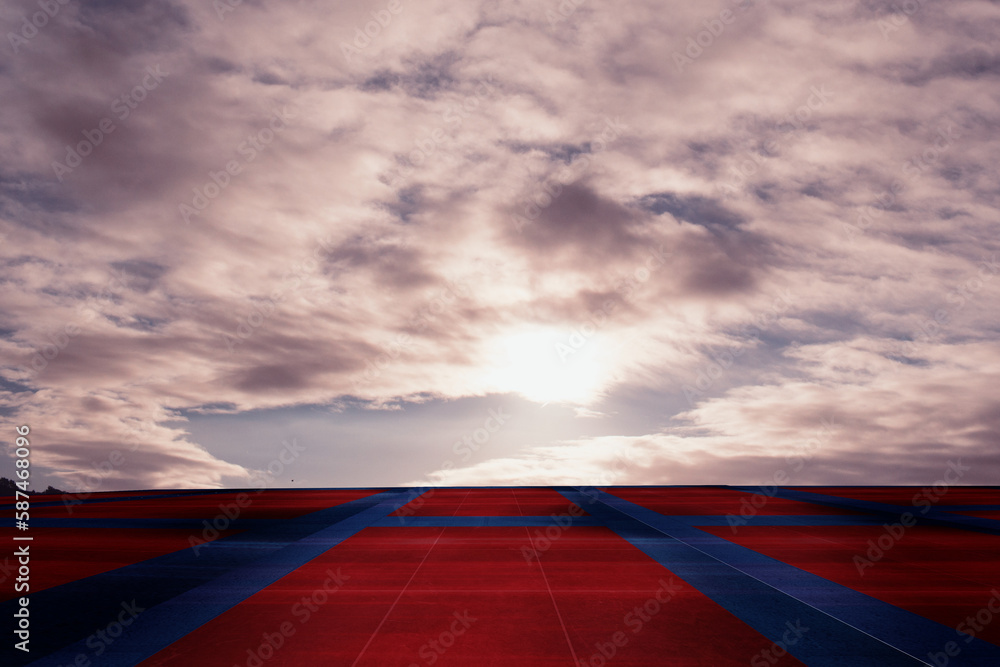 Sport field against cloudy sky