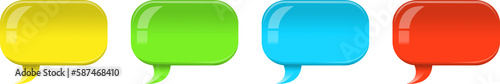 Colorful speech bubble symbols arranged side by side