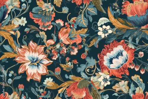 colorful floral wallpaper with various flowers. Generative AI