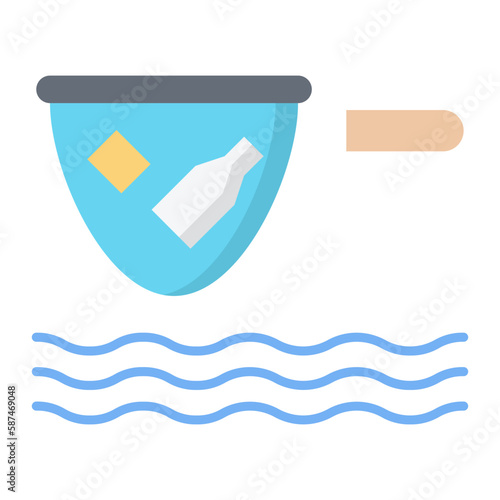 Garbage Skimmer Flat Icon