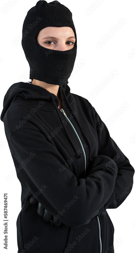 Portrait of confident female hacker standing with arms crossed Portrait of confident female hacker standing with arms crossed