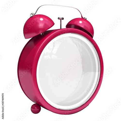 Empty red twin bell alarm clock