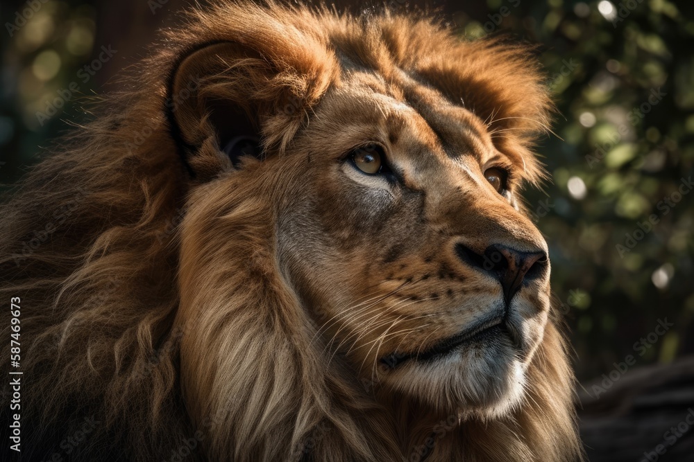 Fototapeta premium Portrait of the Lion King's animal beauty. Generative AI