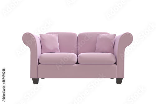 Digitally generated image of pink sofa with cushions 