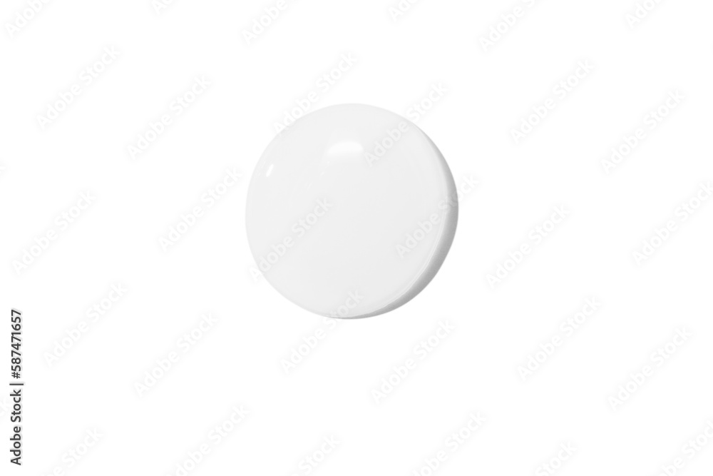 large drops of transparent gel or serum or water, on a white background, top view, isolated