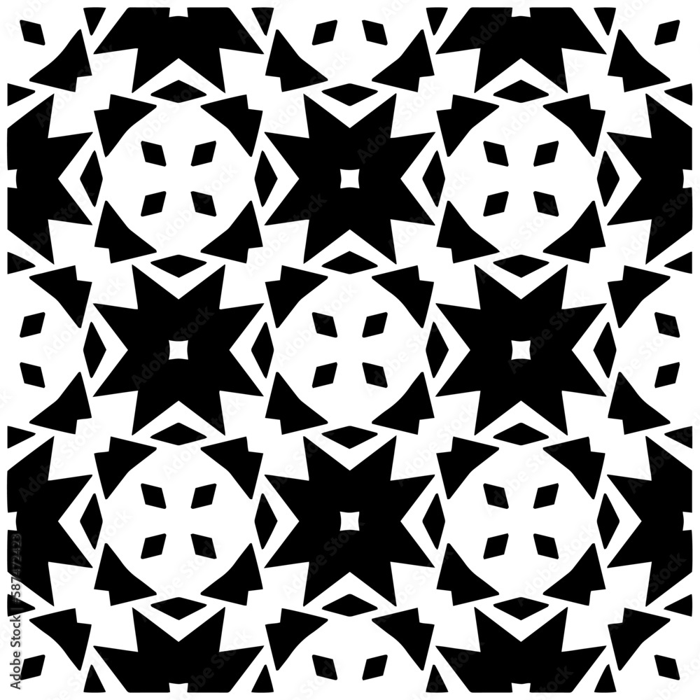 Dark background with abstract shapes. Black and white texture. Seamless monochrome repeating pattern for web page, textures, card, poster, fabric, textile. Dark background with abstract shapes. Black and white texture. Seamless monochrome repeating pattern for web page, textures, card, poster, fabric, textile.