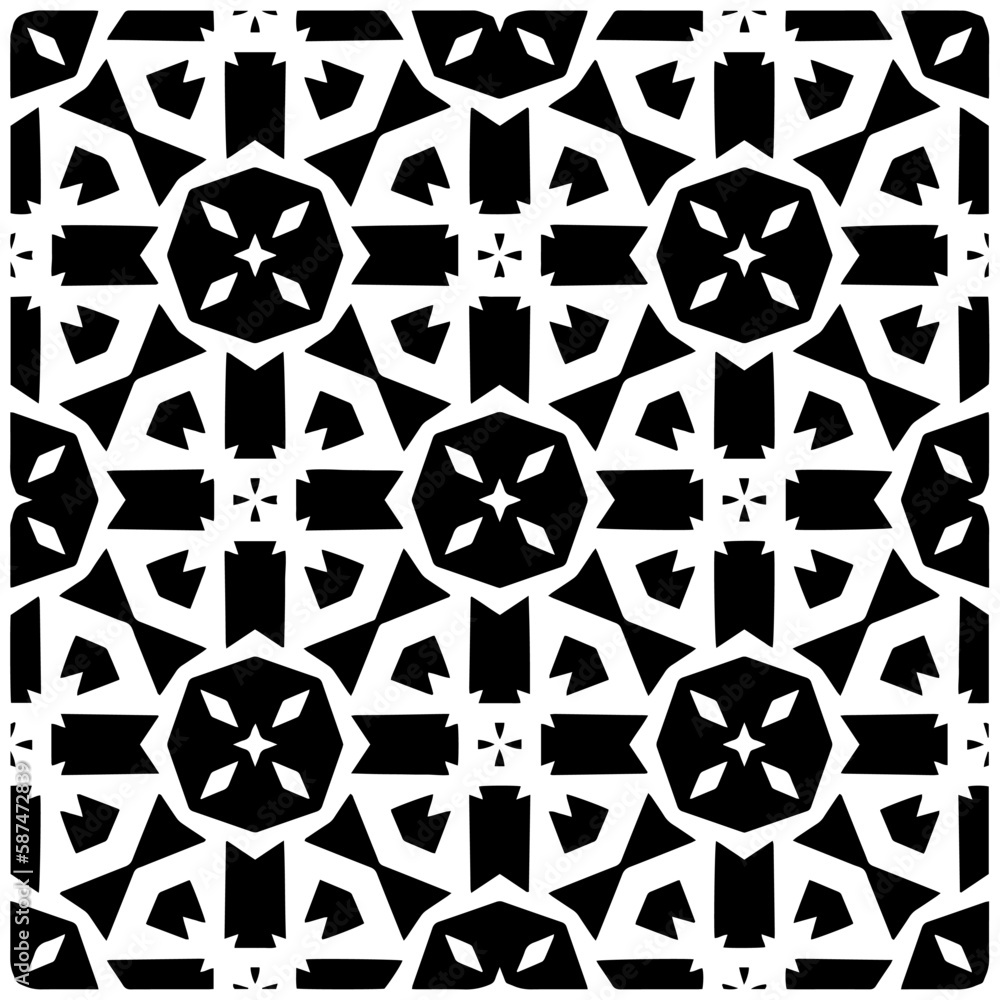 Dark background with abstract shapes. Black and white texture. Seamless monochrome repeating pattern for web page, textures, card, poster, fabric, textile. Dark background with abstract shapes. Black and white texture. Seamless monochrome repeating pattern for web page, textures, card, poster, fabric, textile.