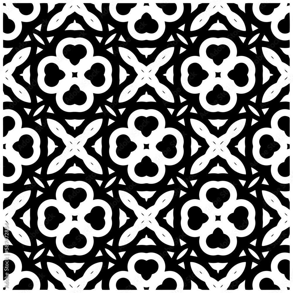 Dark background with abstract shapes. Black and white texture. Seamless monochrome repeating pattern for web page, textures, card, poster, fabric, textile. Dark background with abstract shapes. Black and white texture. Seamless monochrome repeating pattern for web page, textures, card, poster, fabric, textile.