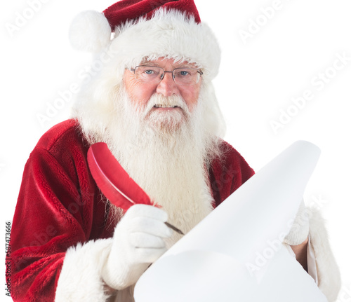 Santa claus writing on scroll