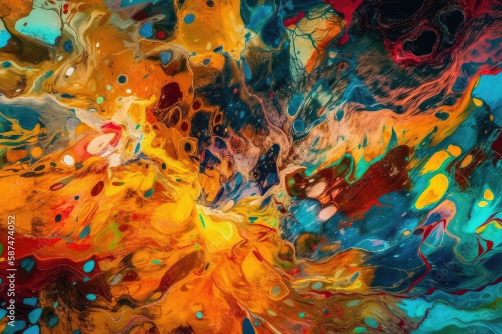Naklejka premium colorful abstract painting with dynamic brush strokes. Generative AI