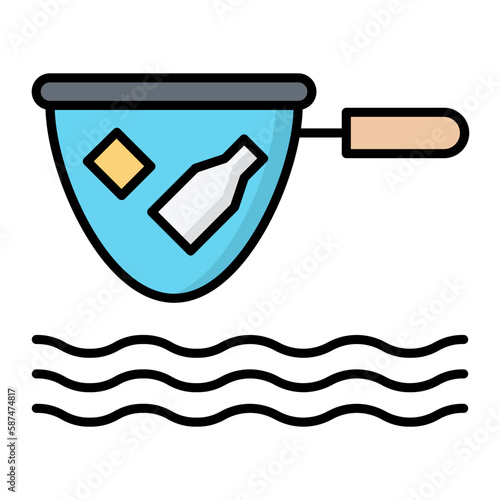 Pool Skimmer Line Color Icon