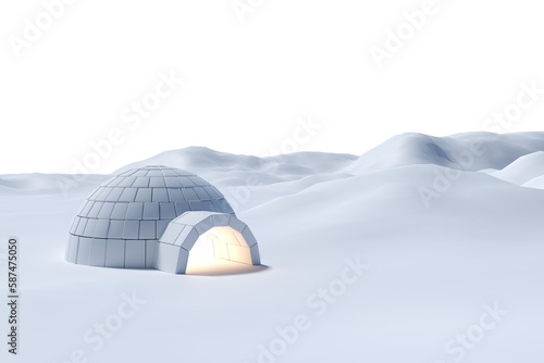 Igloo on snow field photo