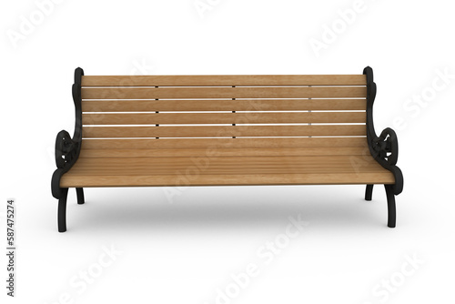 Empty wooden park bench