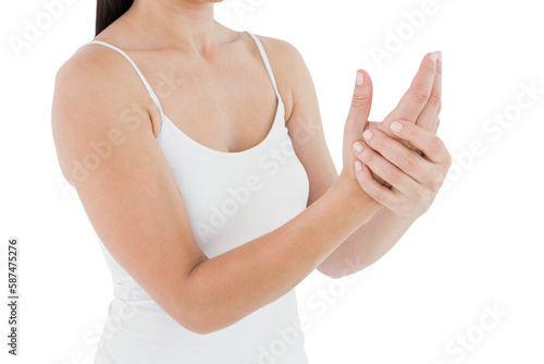 Woman suffering from hand pain 