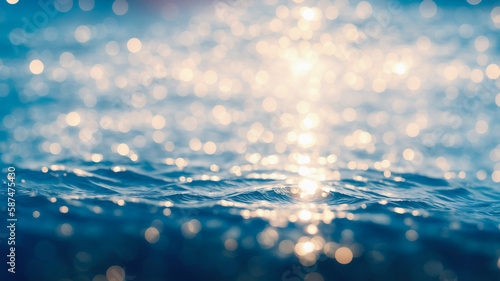 Bright water surface with bokeh and glitter effects.