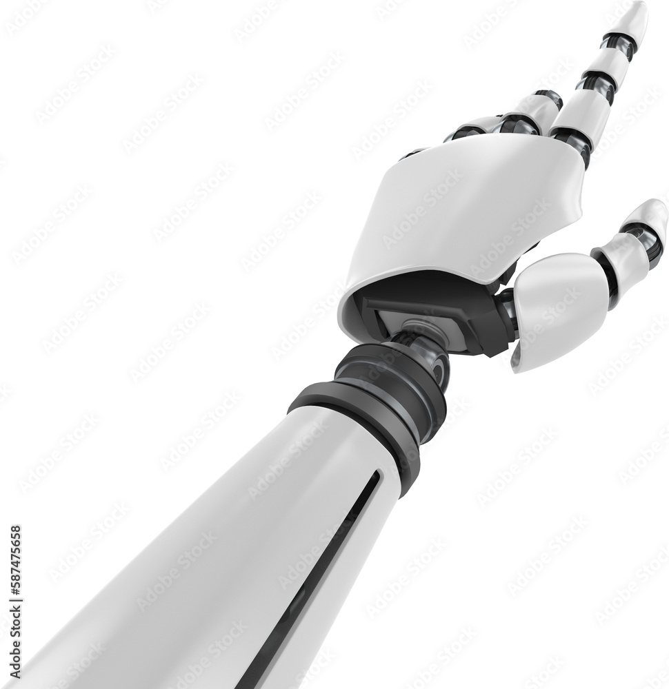 White robot arm pointing at something White robot arm pointing at something