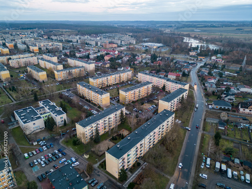 View at Pabianice city from a drone 