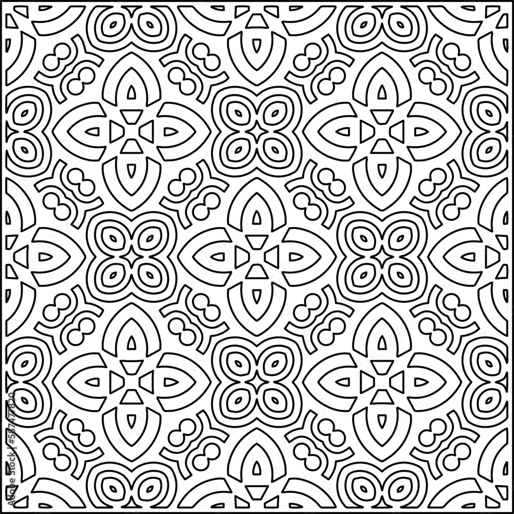 Stylish texture with figures from lines .Geometric lines art. Black and white pattern. Abstract background for web page, textures, card, poster, fabric, textile.