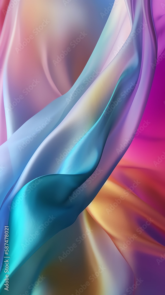 Fototapeta premium Colorful, light, transparent, and smooth silk background - Generative AI