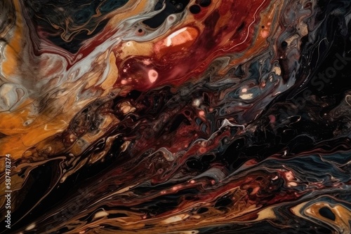 detailed black and red abstract painting. Generative AI