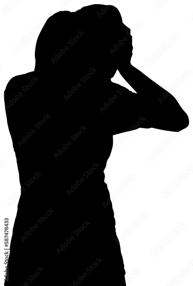 Illustrative image of silhouette person with hands on head 