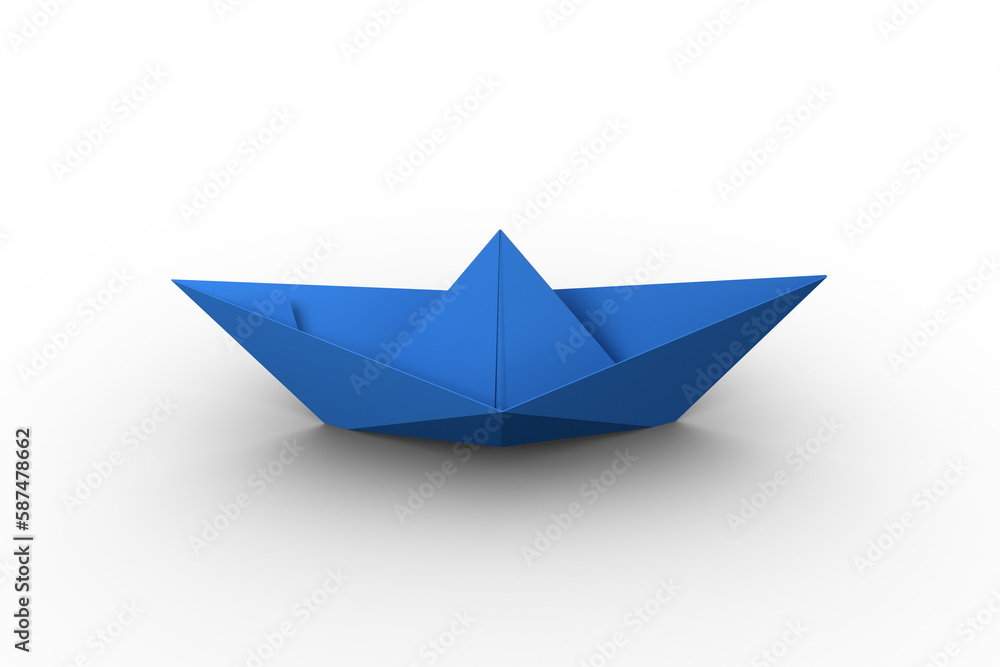 Computer graphic of blue paper boat