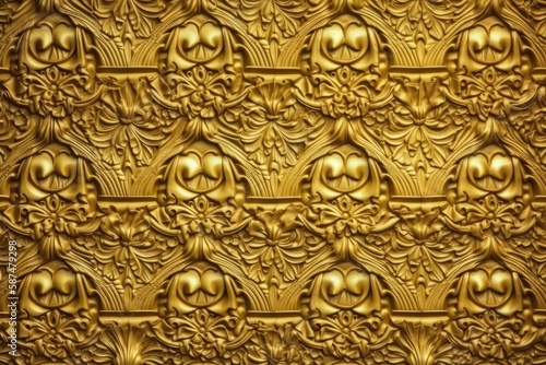 ornate gold background with intricate designs. Generative AI