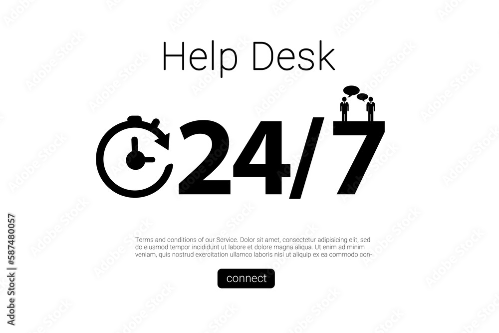 Help desk text with icons and numbers Help desk text with icons and numbers