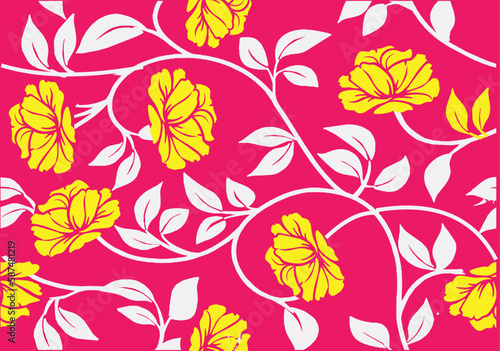 Background Colorful floral repeat design for textiles and digital prints