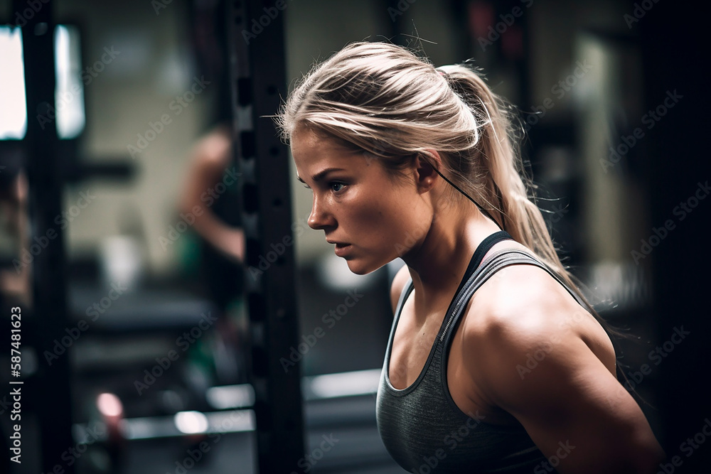 close-up of a woman in the gym. Generative AI